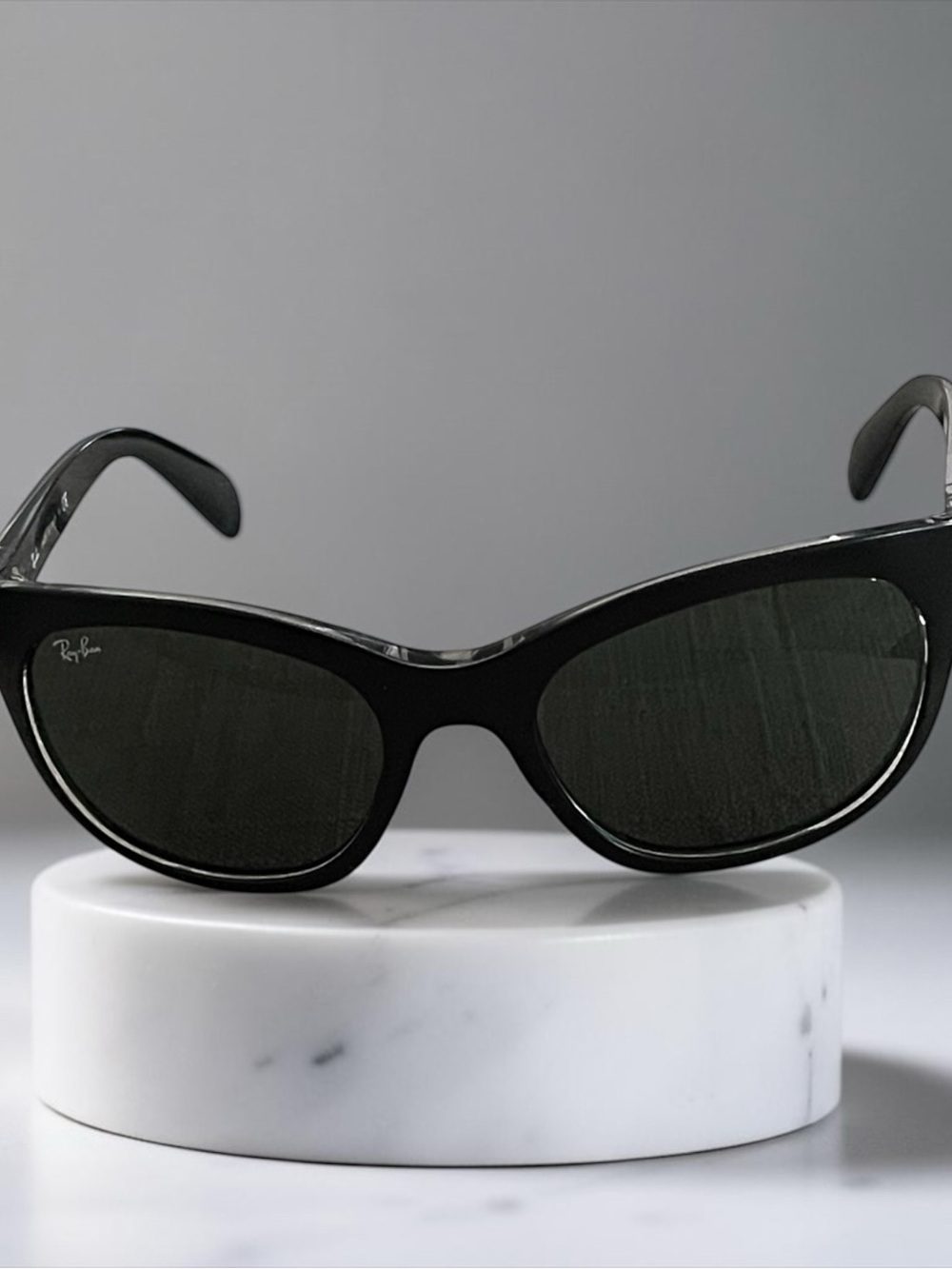 Ray-Ban Black Cat-Eye Sunglasses with Dark Green Lenses